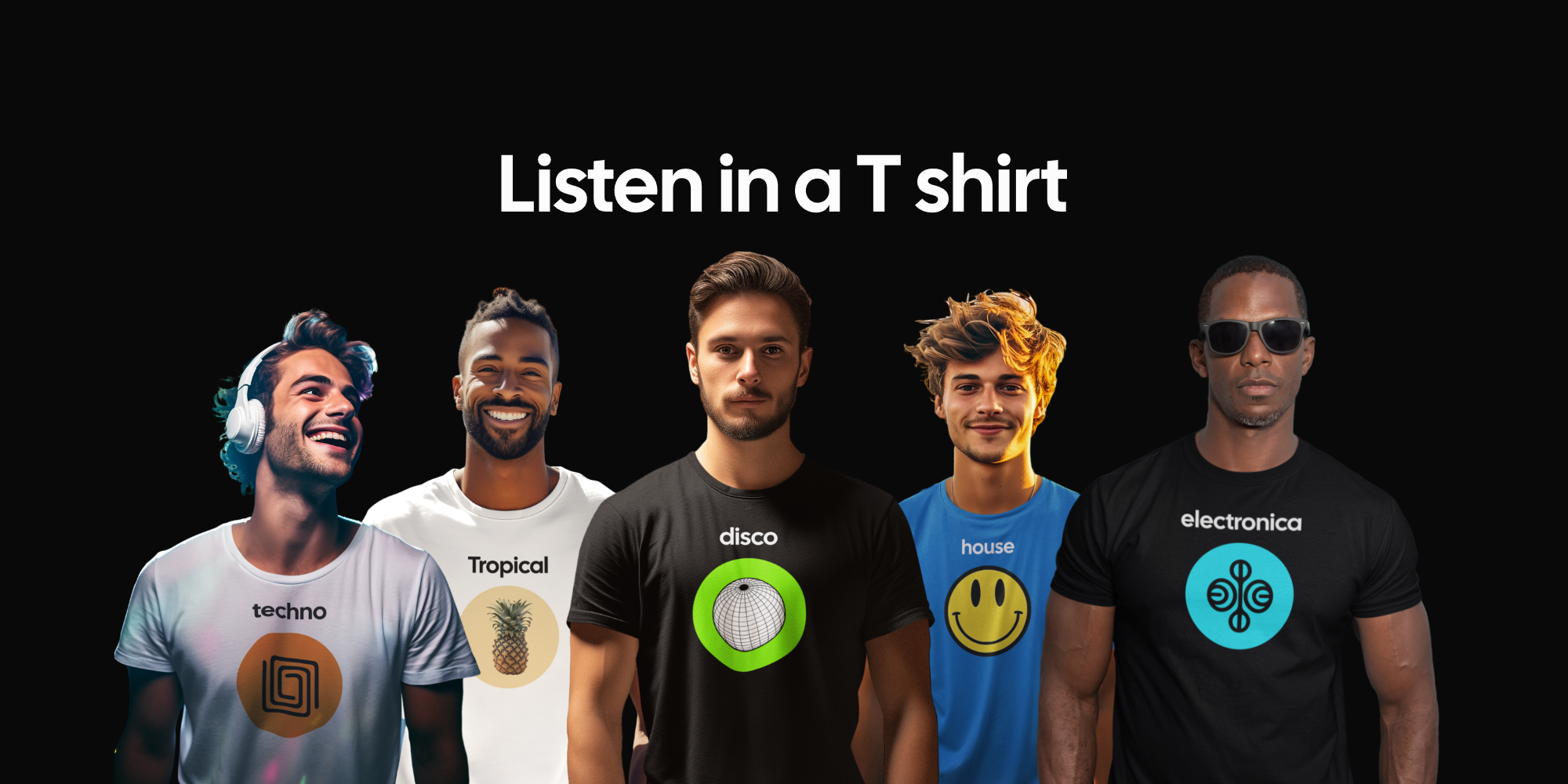 men in various  music t shirts from the have a few words store