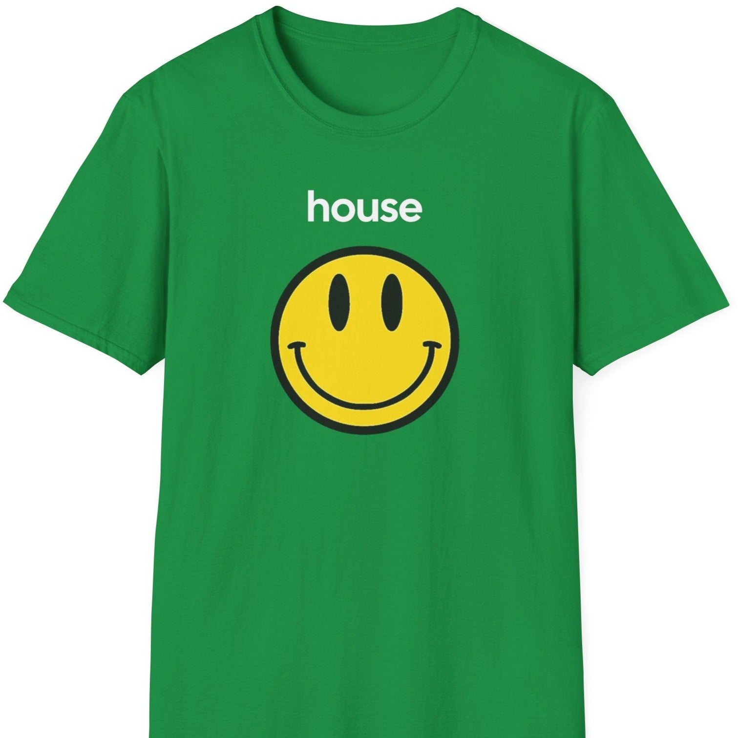 a green house music t shirt saying 'house'