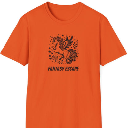Photo of orange T shirt saying fantasy escape