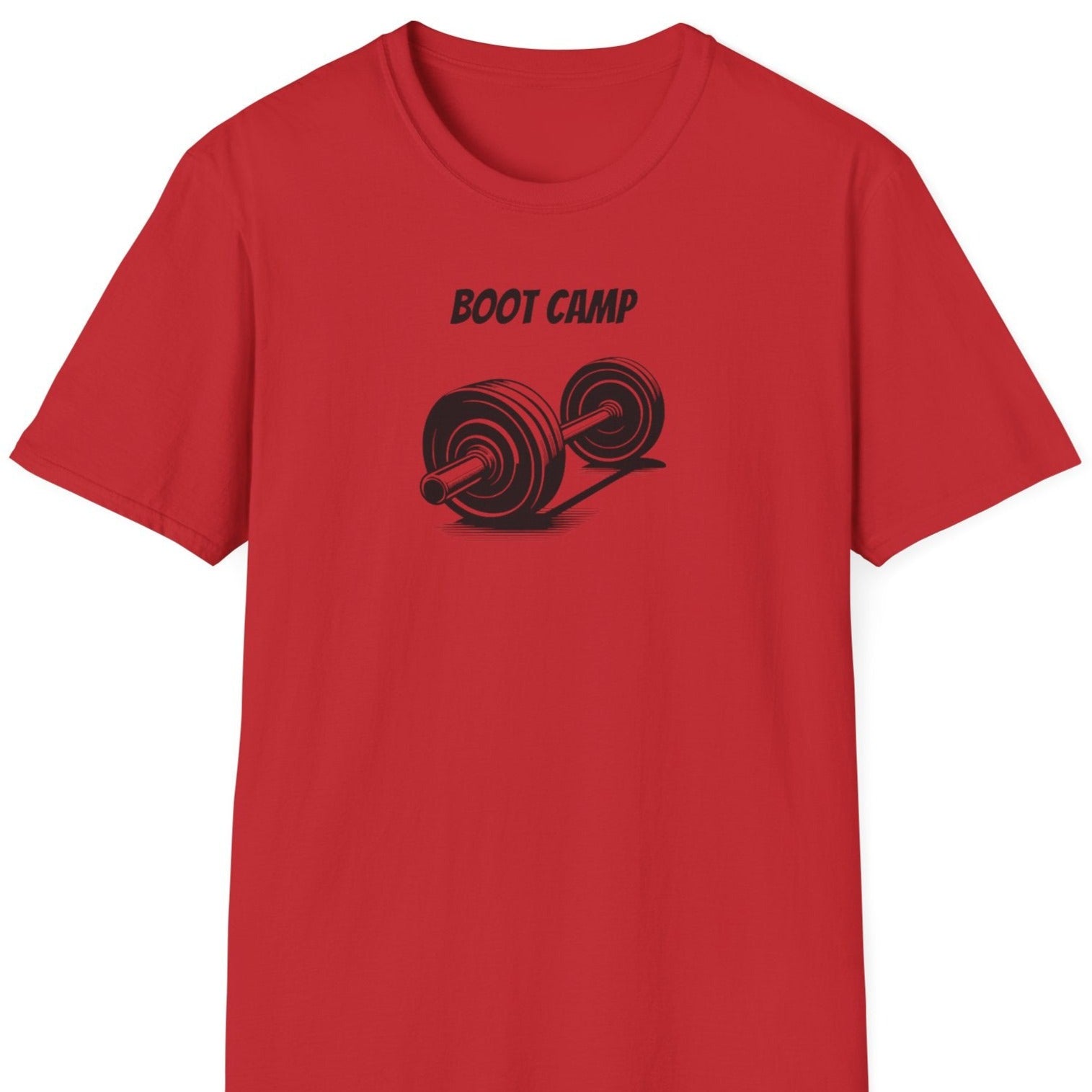 Picture of red t shirt saying boot camp