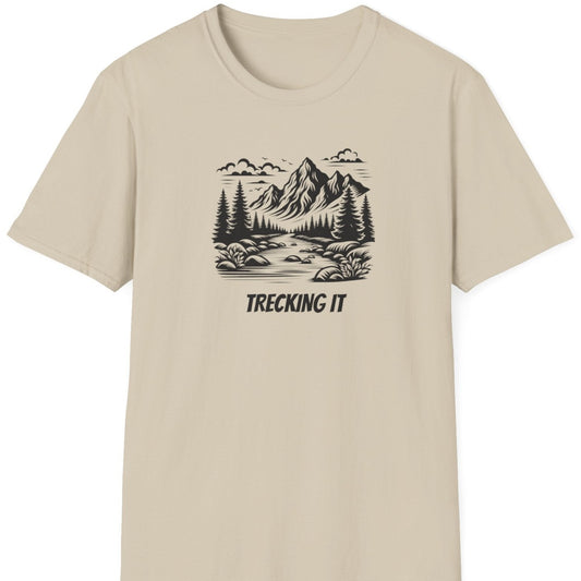 Photo of sand T shirt saying trecking it