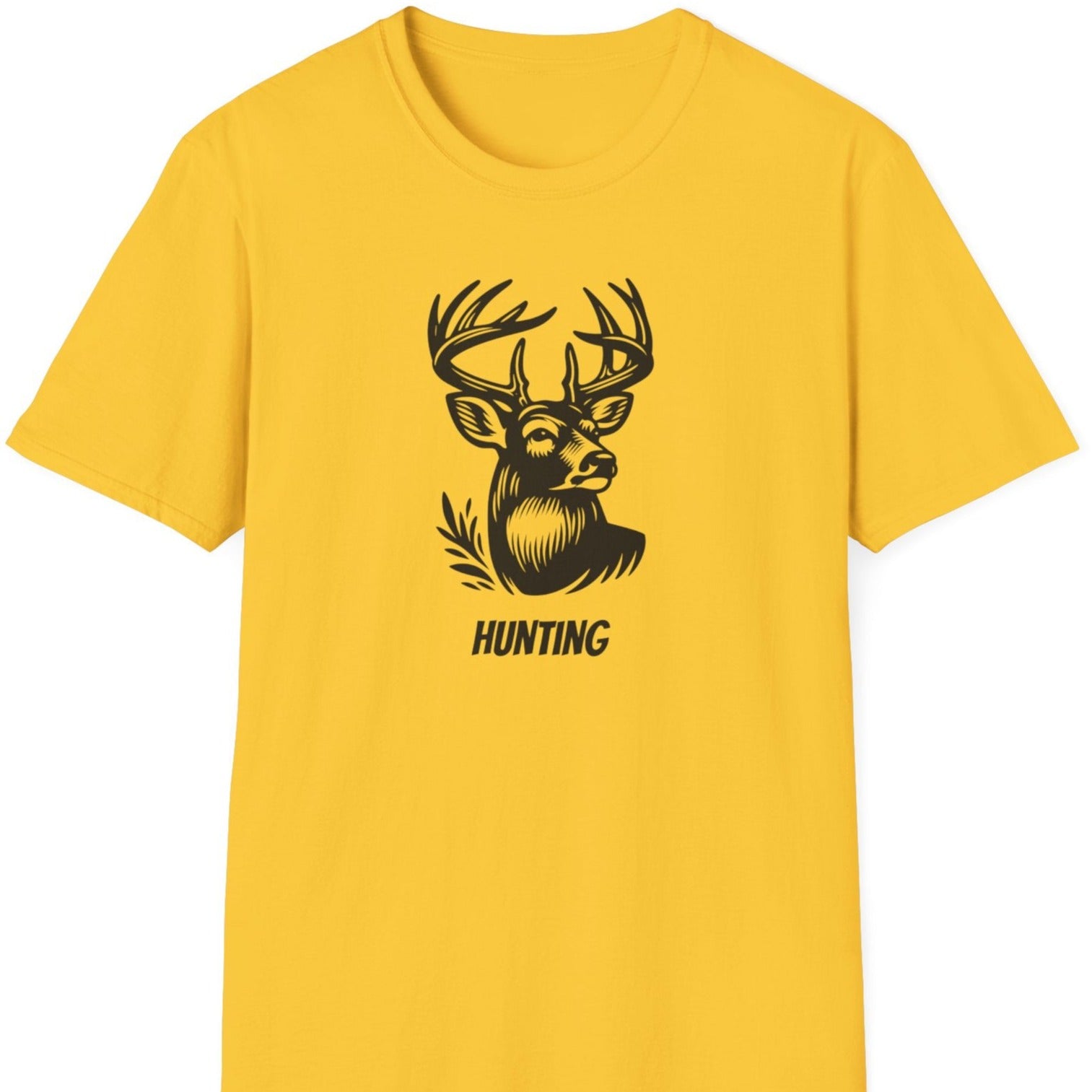 Photo of yellow T shirt saying hunting