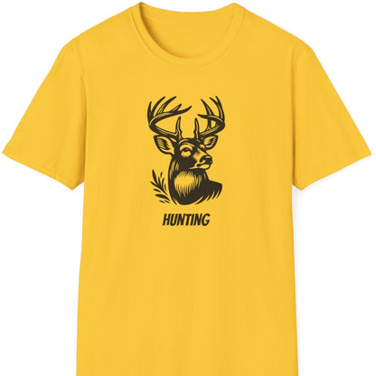 Photo of yellow T shirt saying hunting